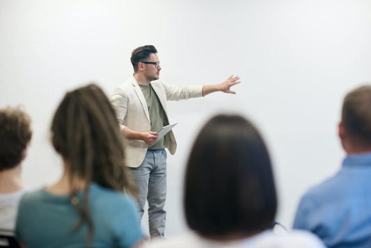 Creative teacher, speaking to an audience